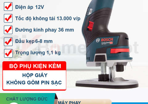 Review sản phẩm mới máy phay dùng pin Bosch GKF 12V-8