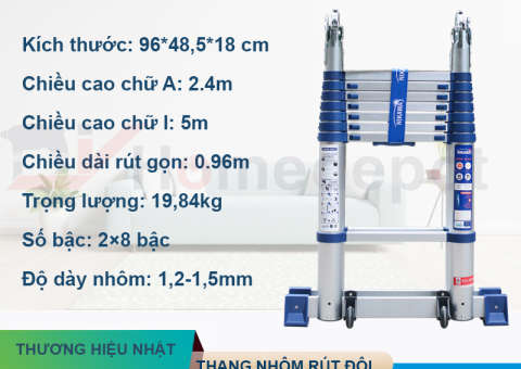 Thang nhôm rút đôi nikawa nk 56ai chính hãng và cách sử dụng